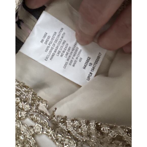 Rare Editions Girls Green Gold Lace Beaded High Low Formal Dress Size 10 - Picture 8 of 9